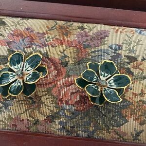 Green and Gold Floral Earrings